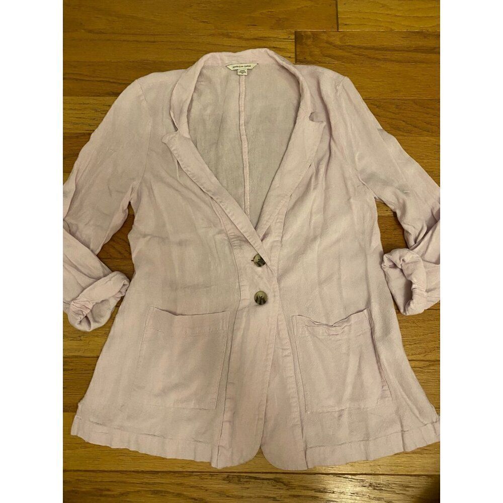 American Eagle Women's pink Linen-Blend Blazer With Button Closure size medium